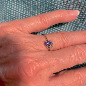 Vintage Pear Shaped Star Sapphire 14 K White Gold Ring